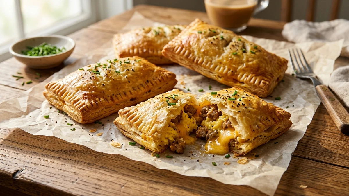 Quick 5-Ingredient Breakfast Hand Pies Recipe (Golden Sausage Egg Bake) - YumaRoma Recipe