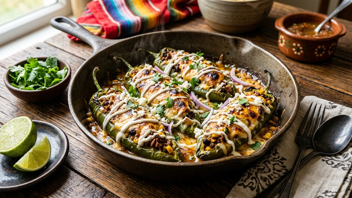 Cheesy Stuffed Anaheim Peppers (Chile Relleno Style) cooked to perfection - Yumaroma