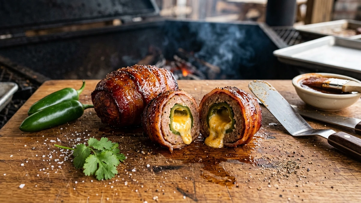 Smoked Texas Armadillo Eggs (Jalapeno Bacon Balls) cooked to perfection - Yumaroma