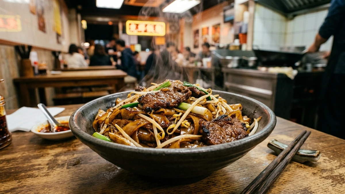 Authentic Cantonese Beef Chow Fun with Wide Rice Noodles Recipe cooked to perfection - Yumaroma