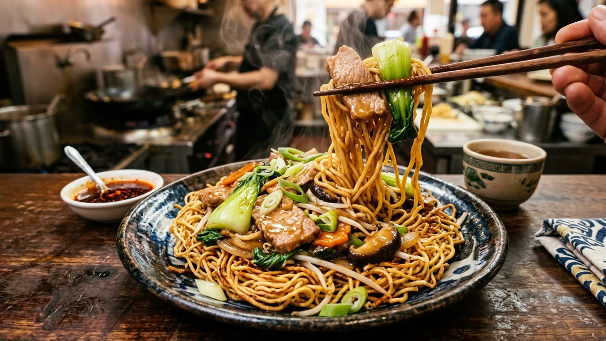 Authentic Crispy Pork Chow Mein Noodles Recipe (Takeout Style) cooked to perfection - Yumaroma