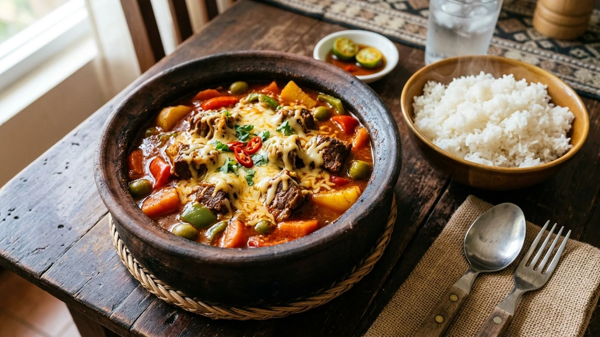 Authentic Filipino Beef Kaldereta Recipe (Caldereta) cooked to perfection - Yumaroma