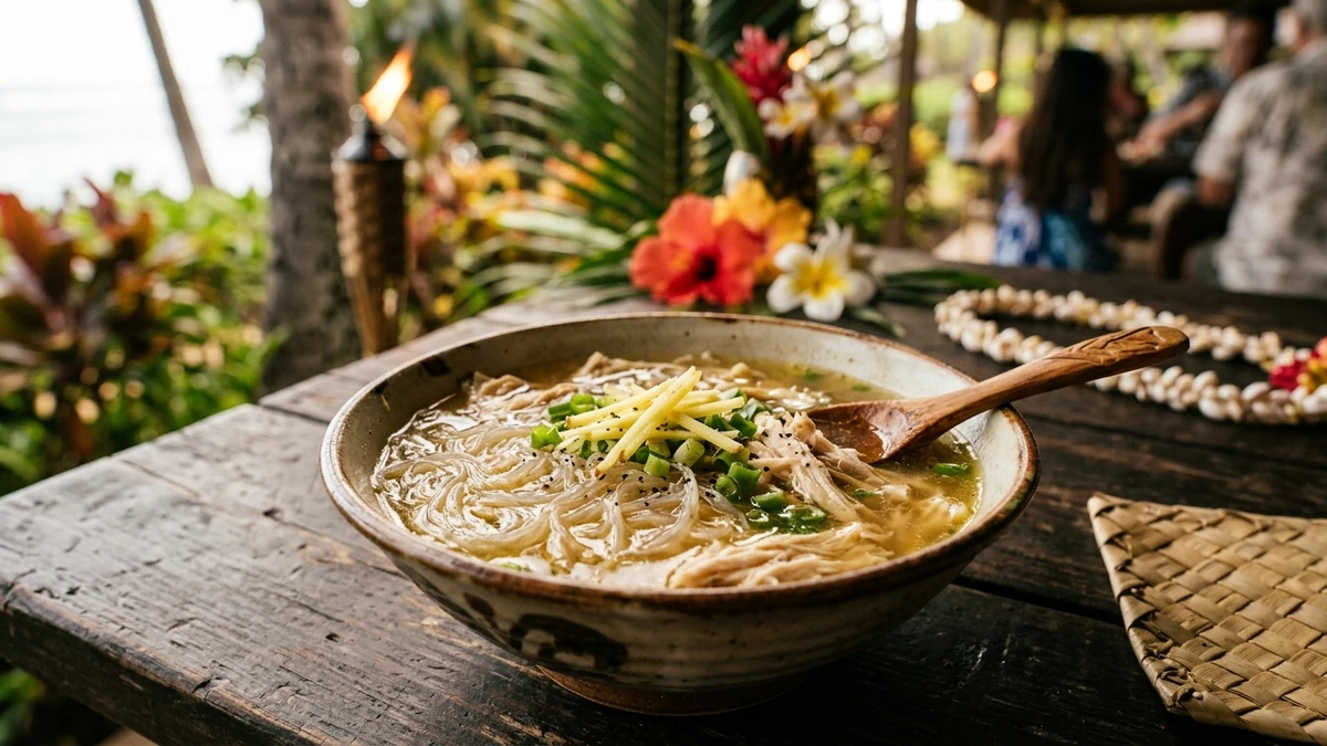 Authentic Hawaiian Chicken Long Rice Soup Recipe (Luau Style) cooked to perfection - Yumaroma