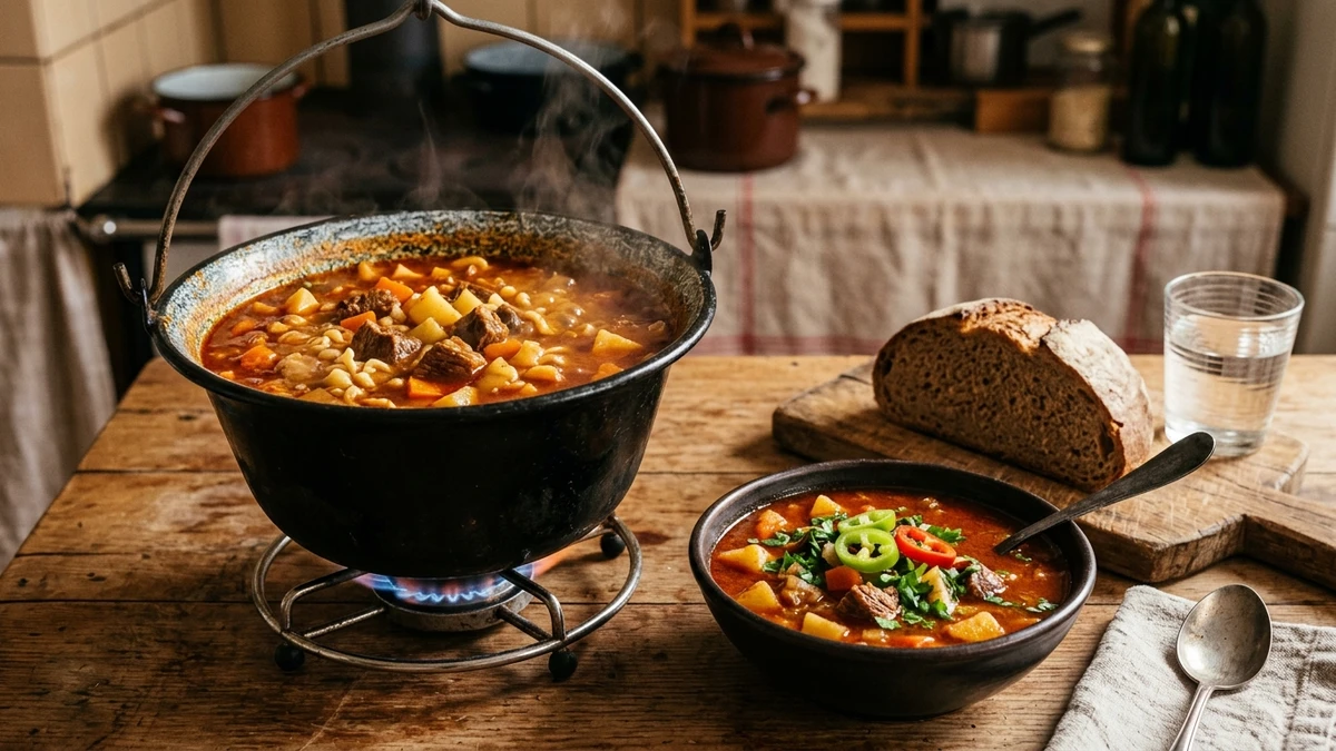 Authentic Hungarian Beef Goulash Recipe (Gulyásleves) cooked to perfection - Yumaroma
