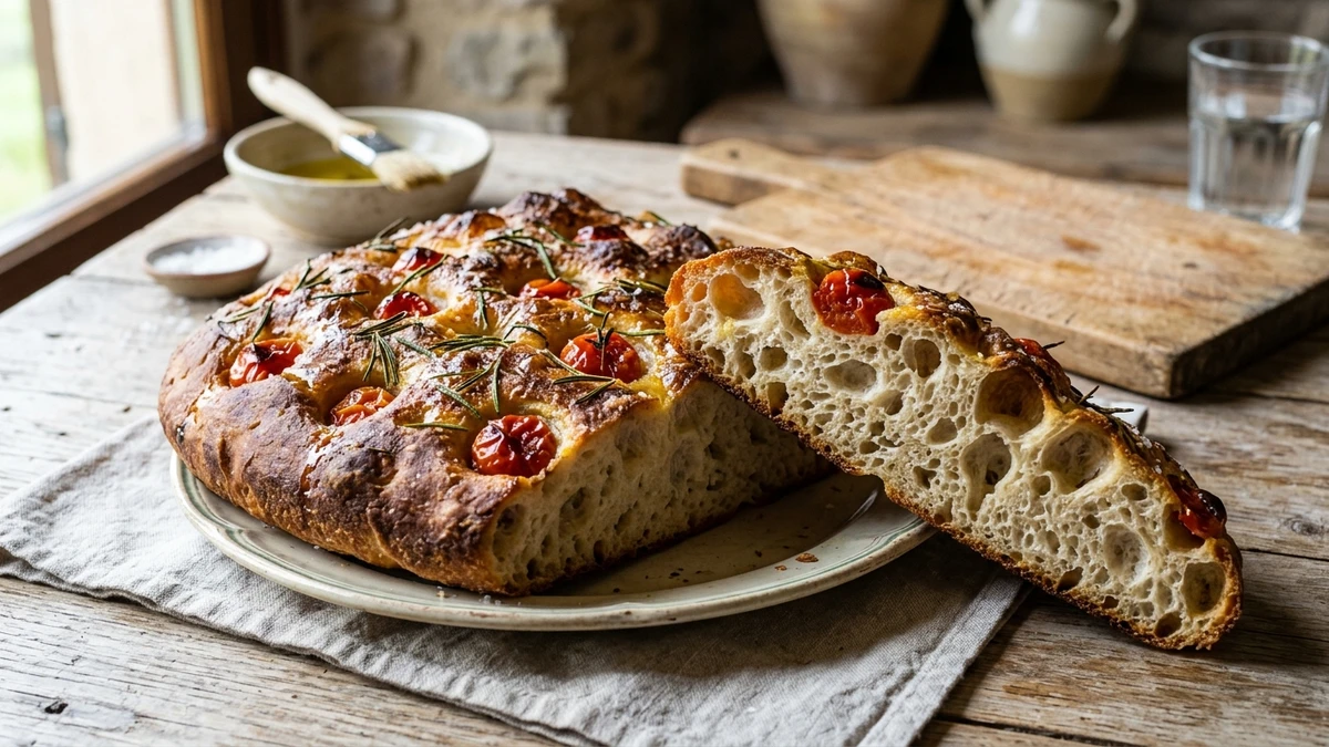 Authentic Italian Sourdough Focaccia Bread Recipe cooked to perfection - Yumaroma