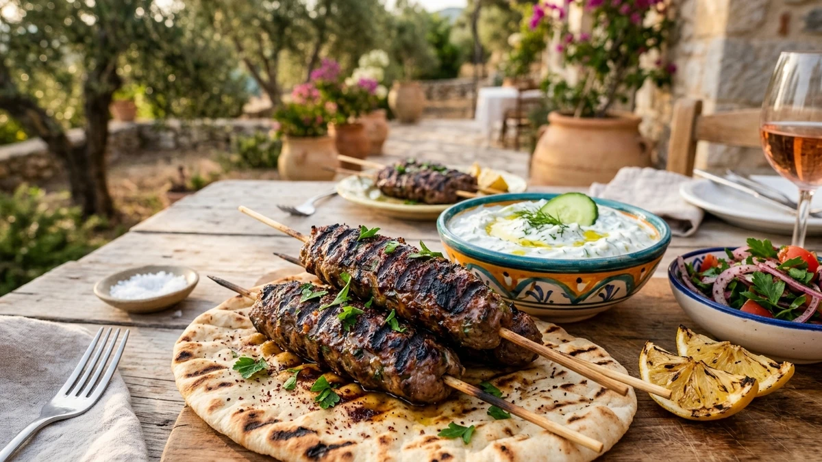 Authentic Mediterranean Grilled Ground Lamb Kofta Skewers Recipe cooked to perfection - Yumaroma