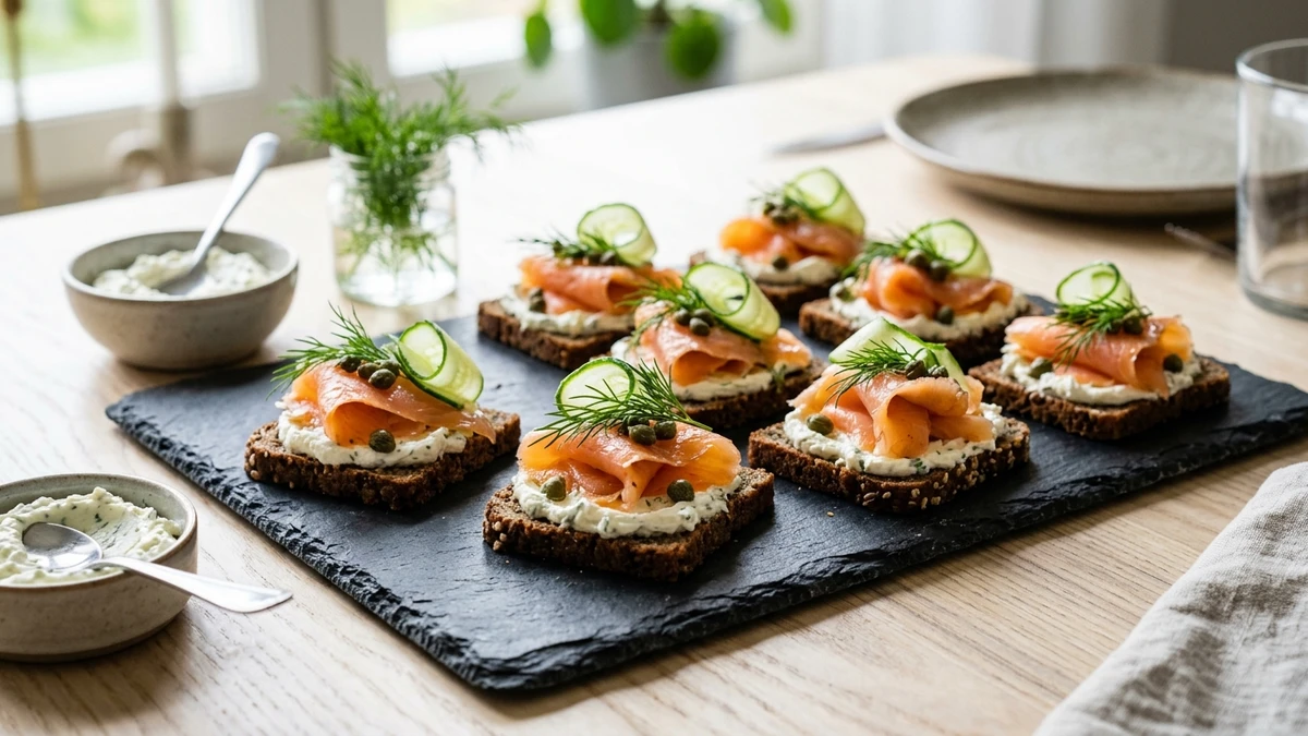 Authentic Scandinavian Cold Smoked Salmon Gravlax Canapés Recipe cooked to perfection - Yumaroma