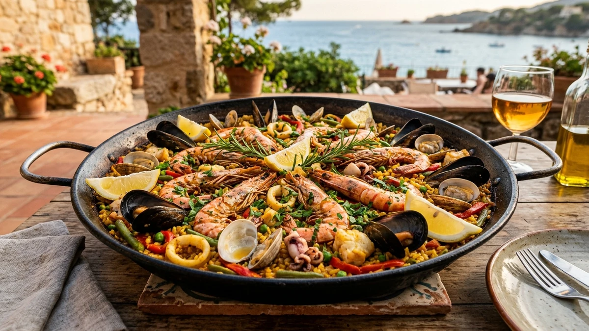 Authentic Spanish Seafood Paella with Saffron Rice Recipe cooked to perfection - Yumaroma