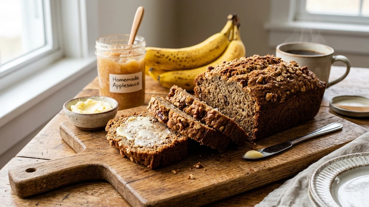Moist Banana Bread Recipe with Applesauce (Low-Oil & Soft) - YumaRoma Recipe