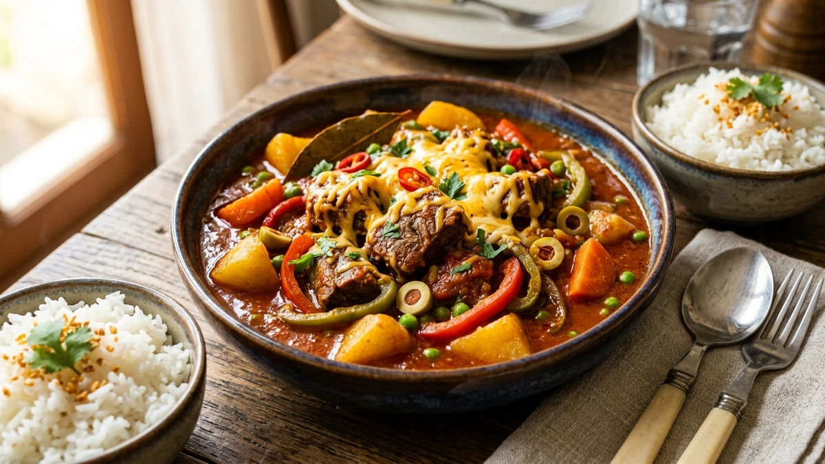 Authentic Filipino Beef Caldereta Recipe (Kaldereta) cooked to perfection - Yumaroma