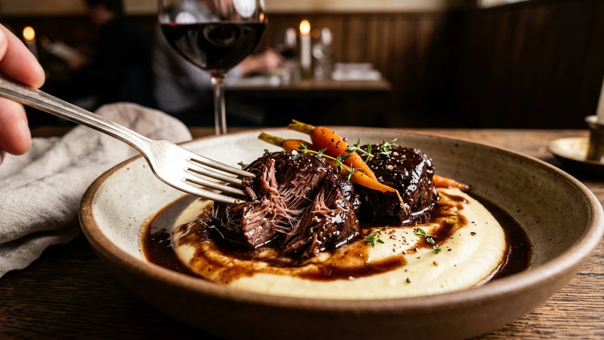 Slow Braised Red Wine Beef Cheeks Recipe cooked to perfection - Yumaroma