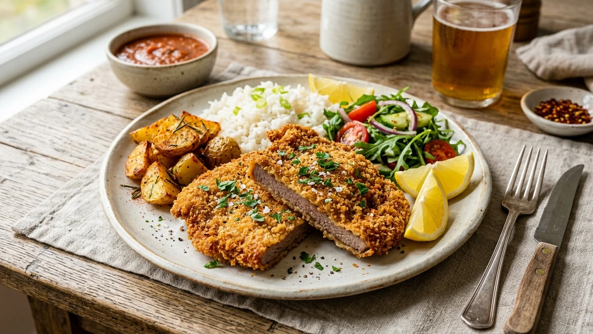 Crispy Pan-Fried Breaded Beef Cutlets Recipe (Milanesa) cooked to perfection - Yumaroma