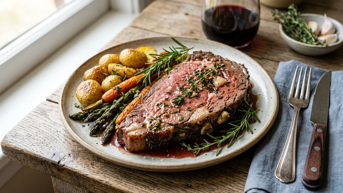 Garlic Herb Beef Striploin Roast Recipe cooked to perfection - Yumaroma