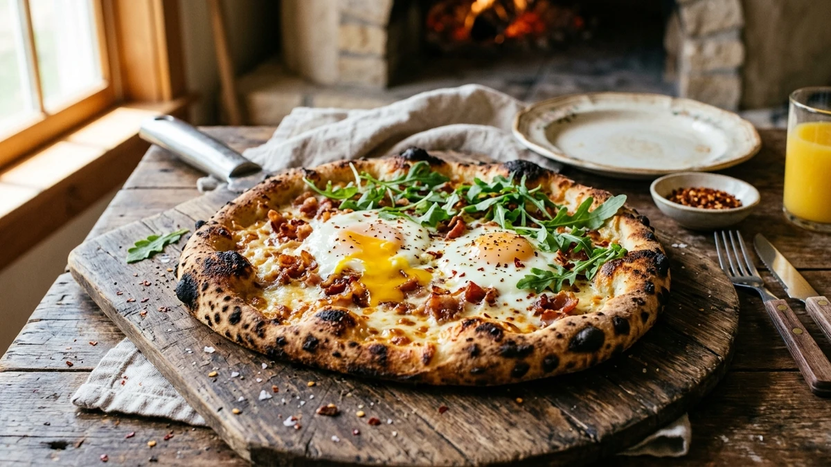 Best Wood Oven Breakfast Flatbread Recipe - YumaRoma Recipe