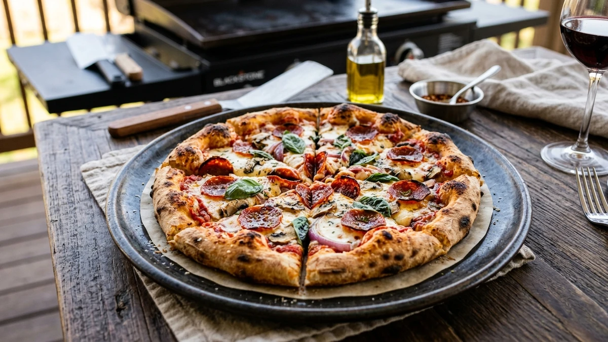 Blackstone Griddle Pizza Recipe cooked to perfection - Yumaroma
