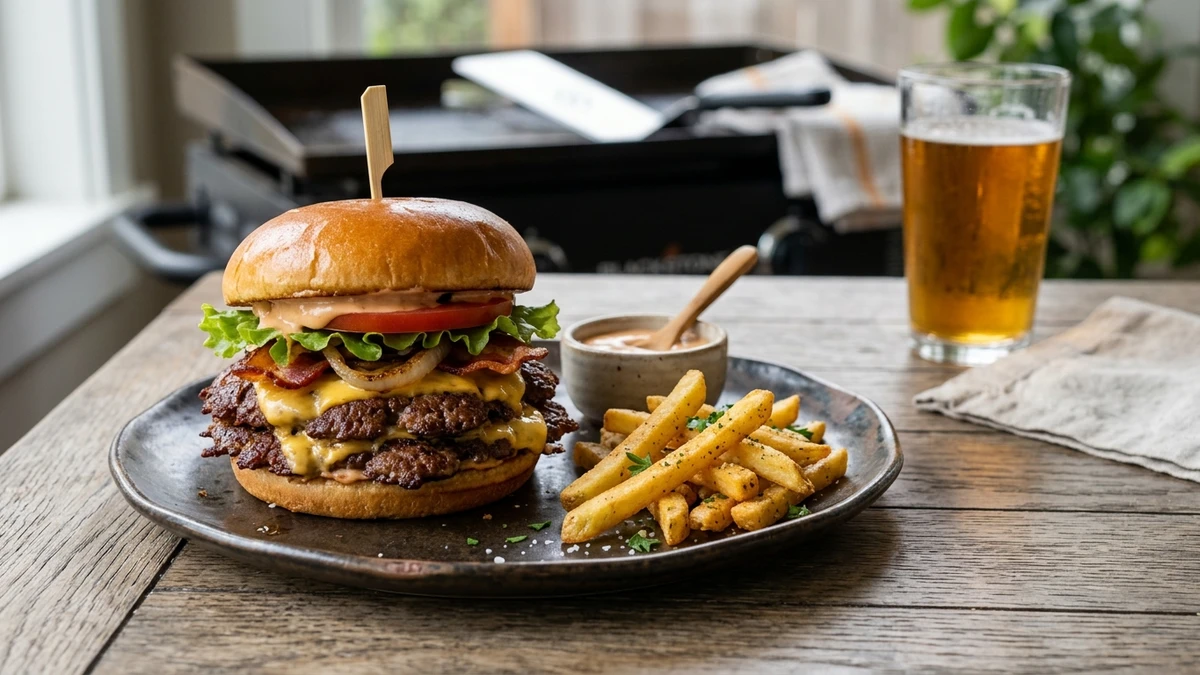 Blackstone Smash Burger Recipe cooked to perfection - Yumaroma