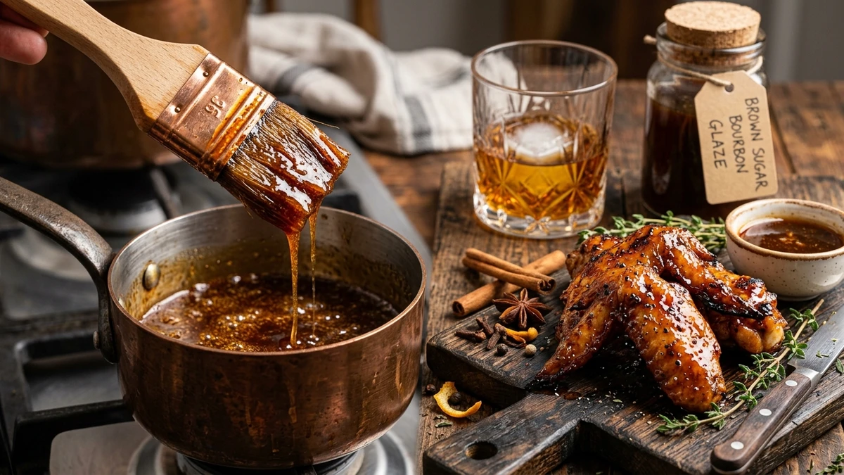 Sweet & Sticky Brown Sugar Bourbon Glaze Recipe cooked to perfection - Yumaroma