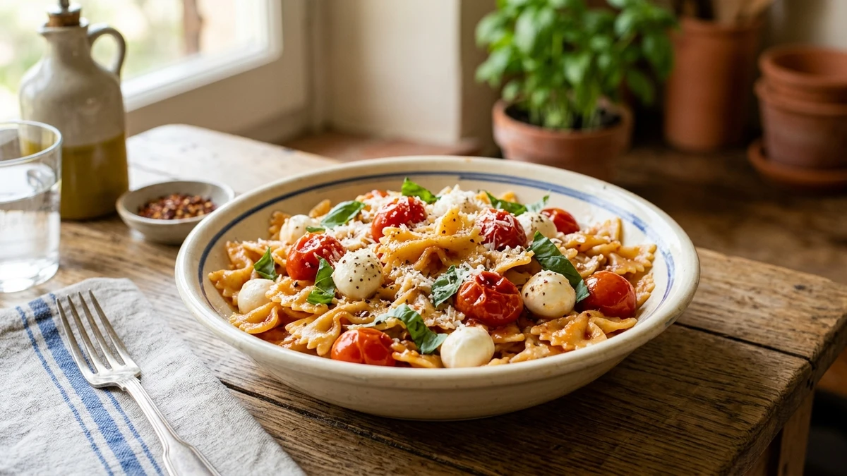 Farfalle Bow Ties with Roasted Tomato & Basil cooked to perfection - Yumaroma