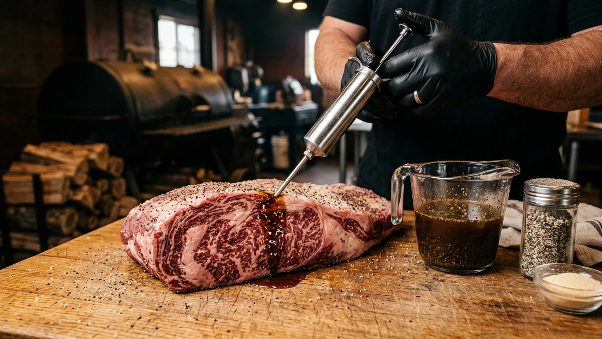 Pitmaster Texas Brisket Injection Recipe (5-Minute Secret) cooked to perfection - Yumaroma