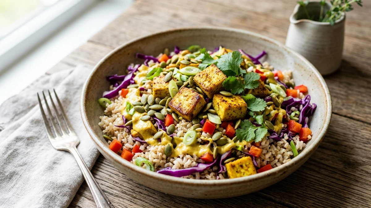Nutritious Brown Rice Salad with Curried Tofu - YumaRoma Recipe