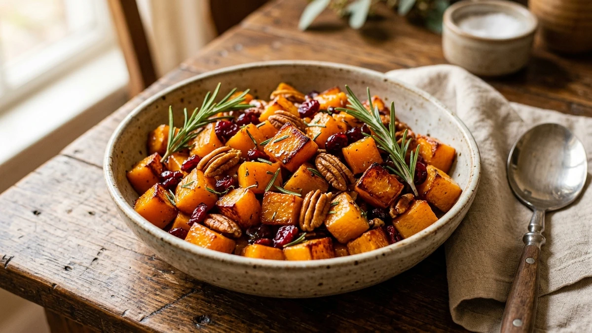 Roasted Butternut Squash with Pecans & Cranberries - YumaRoma Recipe