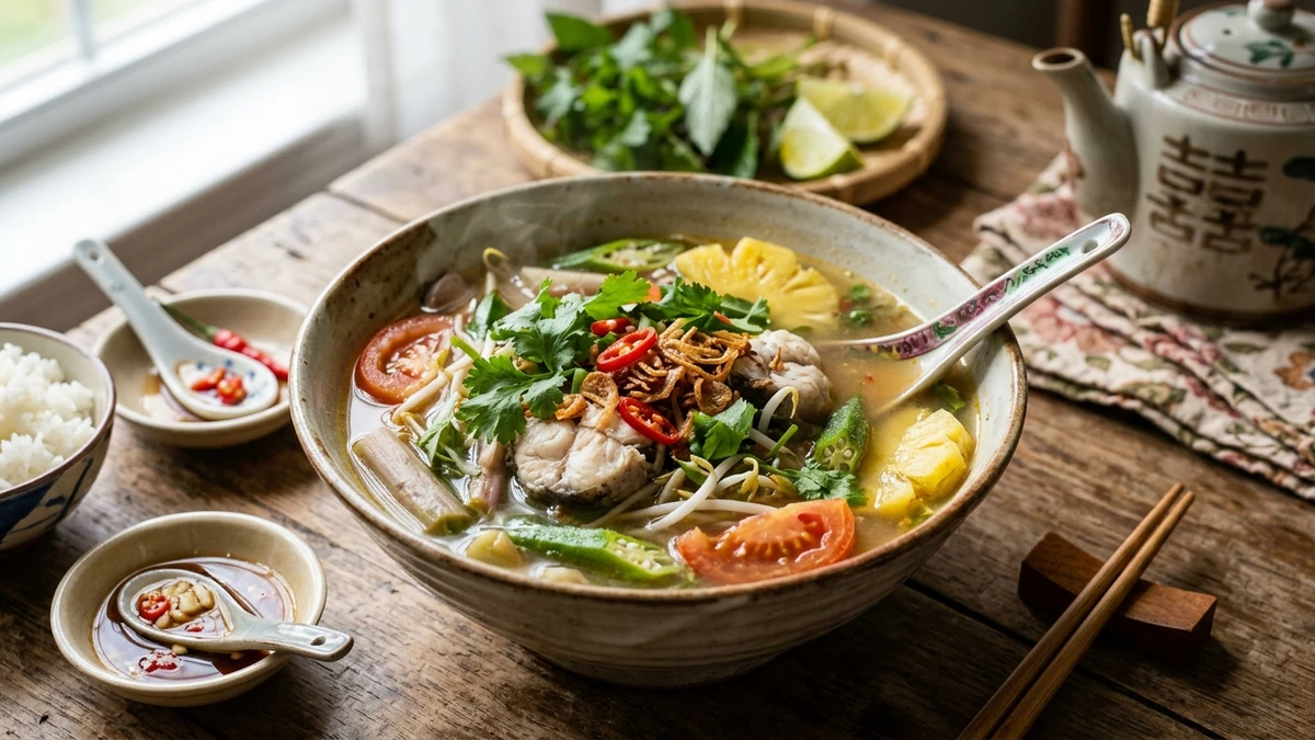 Authentic Vietnamese Sweet and Sour Tamarind Soup (Canh Chua) cooked to perfection - Yumaroma
