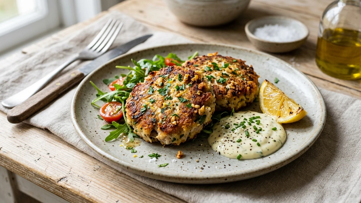 Crispy Garlic Lemon Pan-Fried Canned Mackerel Patties Recipe cooked to perfection - Yumaroma