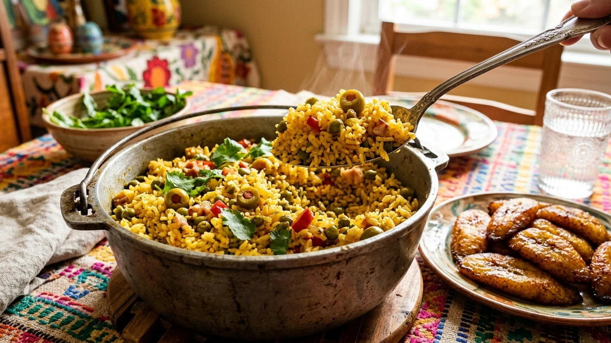 Puerto Rican Arroz con Gandules Recipe (Pigeon Peas & Rice) cooked to perfection - Yumaroma