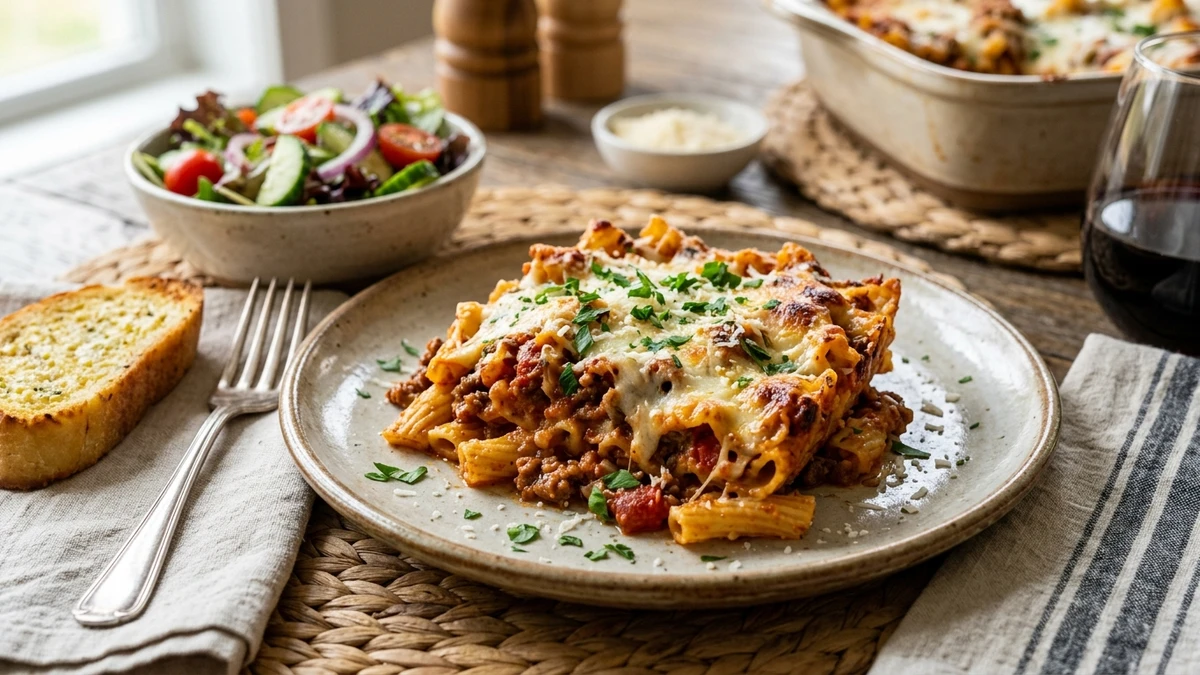 Classic Baked Cavatini Pasta Casserole Recipe cooked to perfection - Yumaroma