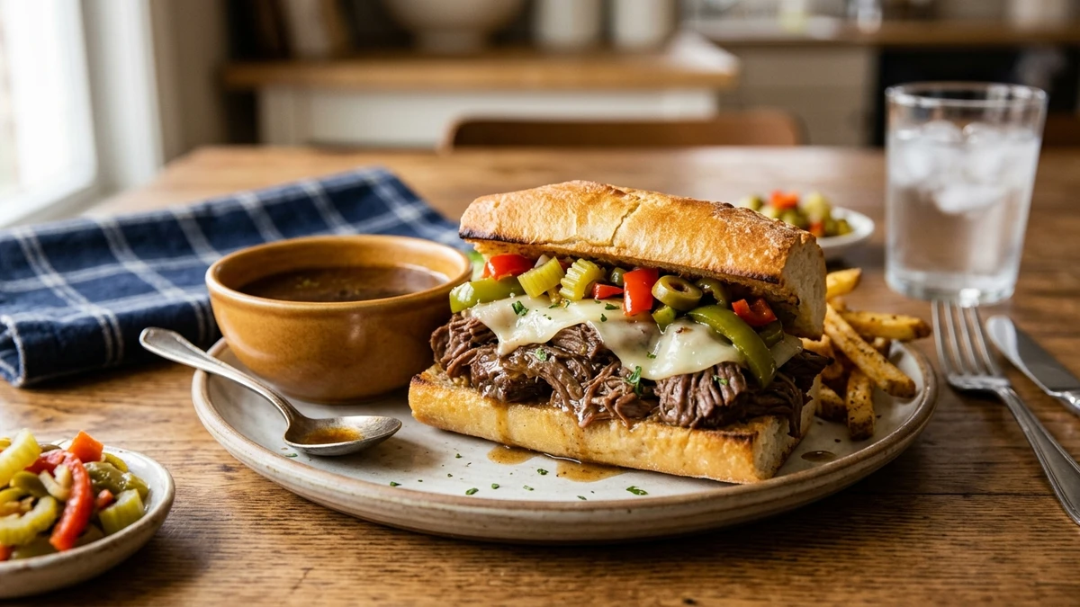 Authentic Slow-Cooker Chicago Italian Beef Sandwich Recipe cooked to perfection - Yumaroma