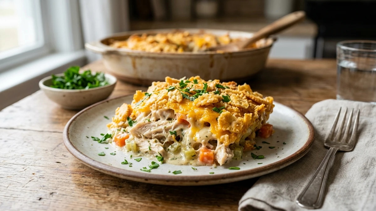 Creamy Buttery Ritz Cracker Chicken Casserole Recipe cooked to perfection - Yumaroma