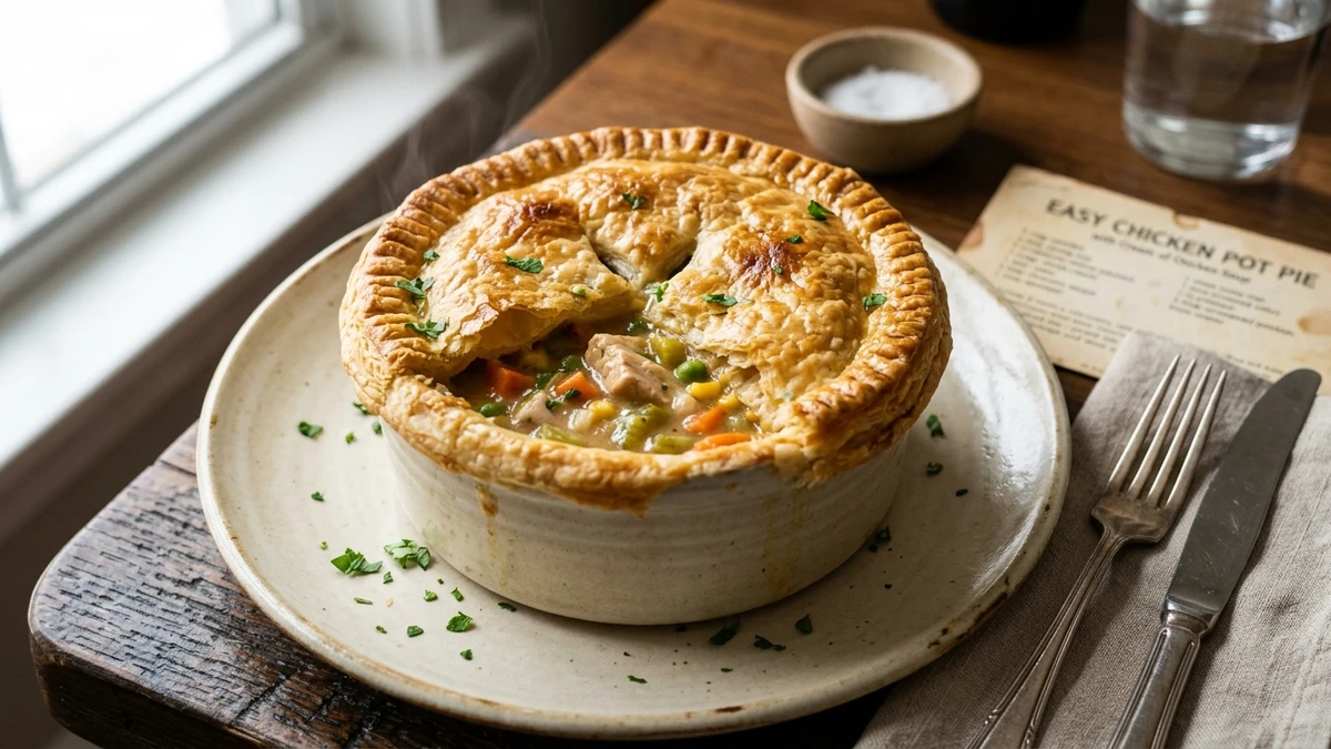 Easy Chicken Pot Pie with Cream of Chicken Soup Recipe cooked to perfection - Yumaroma