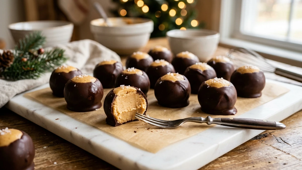 No-Bake Chocolate Covered Peanut Butter Balls (Buckeyes) - YumaRoma Recipe