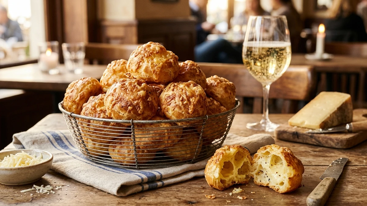 Classic French Gougères Warm Gruyère Cheese Puffs Recipe cooked to perfection - Yumaroma