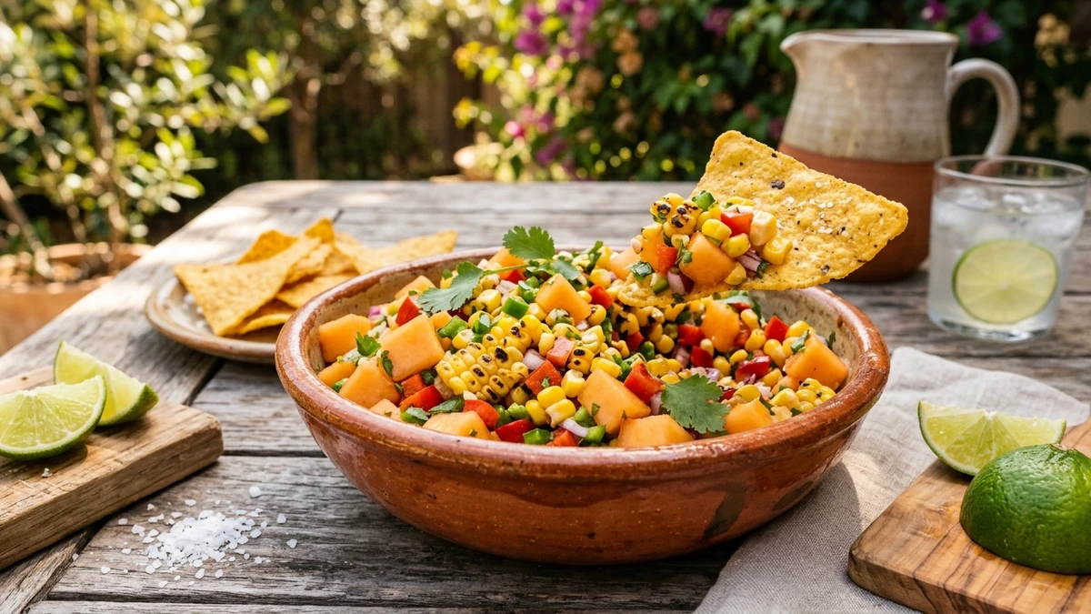 Sweet & Smoky Corn Melon Salsa - YumaRoma Recipe
