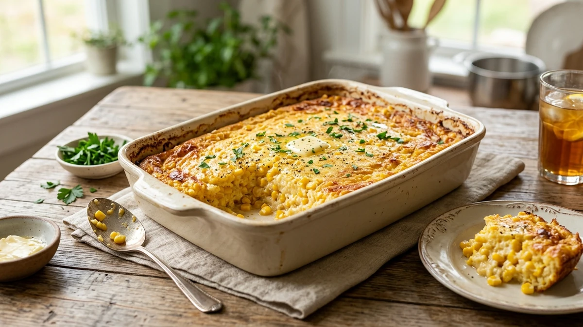 Paula Deen's Famous Southern Sweet Corn Pudding Casserole Recipe cooked to perfection - Yumaroma