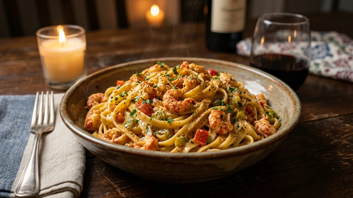Authentic Cajun Crawfish Fettuccine Recipe (Creamy Pasta) cooked to perfection - Yumaroma