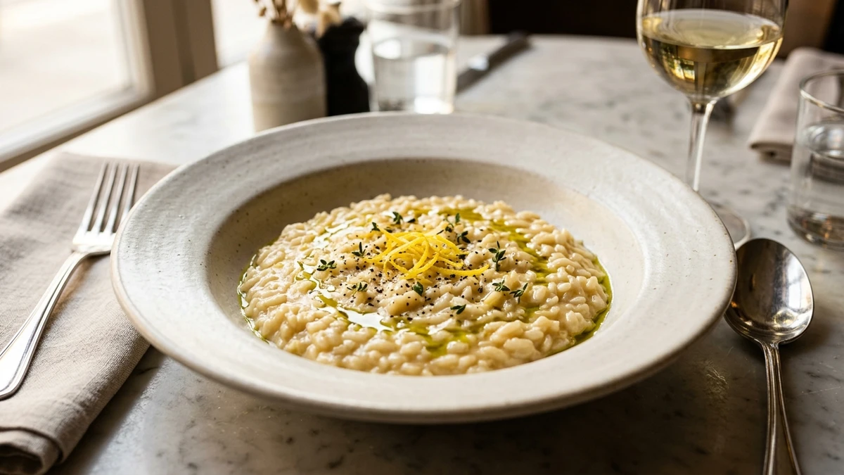 Creamy Authentic Italian Lemon Parmesan Risotto Recipe cooked to perfection - Yumaroma
