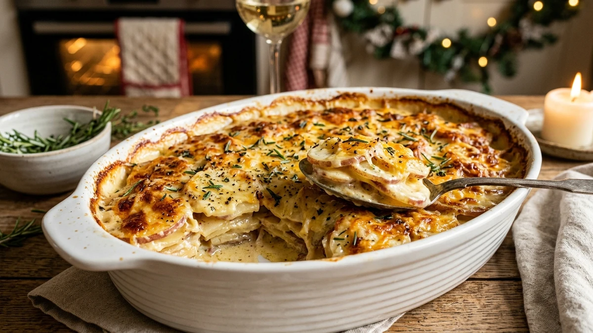 Creamy Garlic Herb Red Scalloped Potatoes Recipe (Gratin) cooked to perfection - Yumaroma