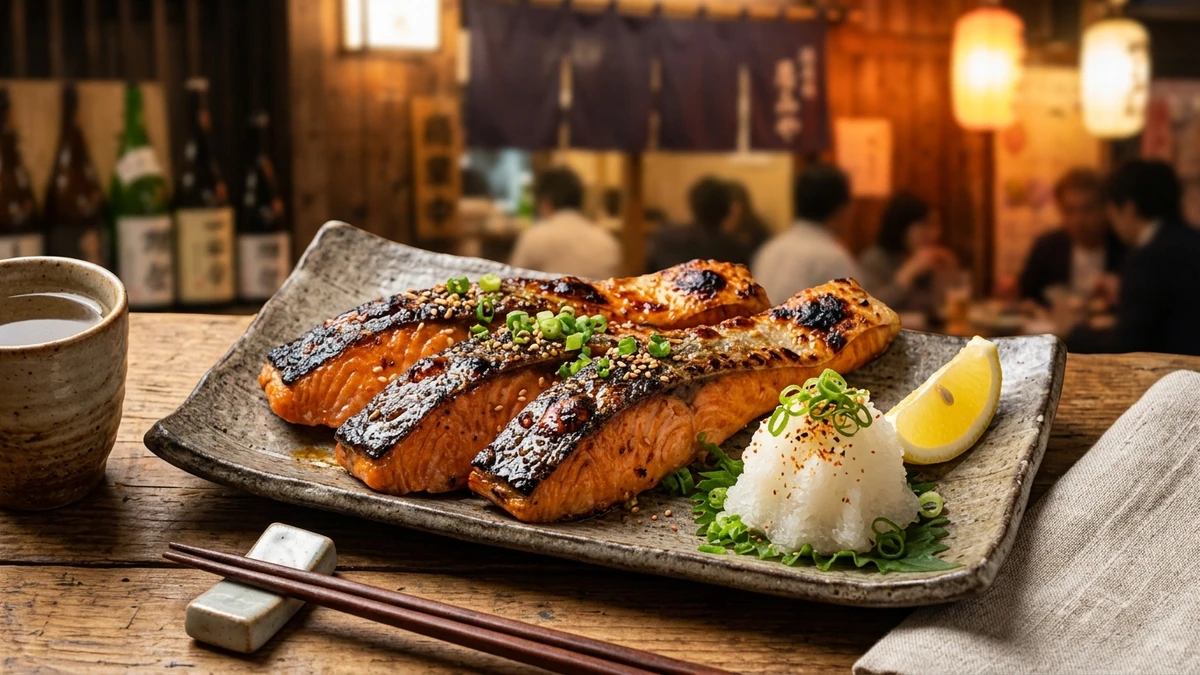 Crispy Broiled Miso Salmon Belly Strips Recipe (Sake Harasu) cooked to perfection - Yumaroma