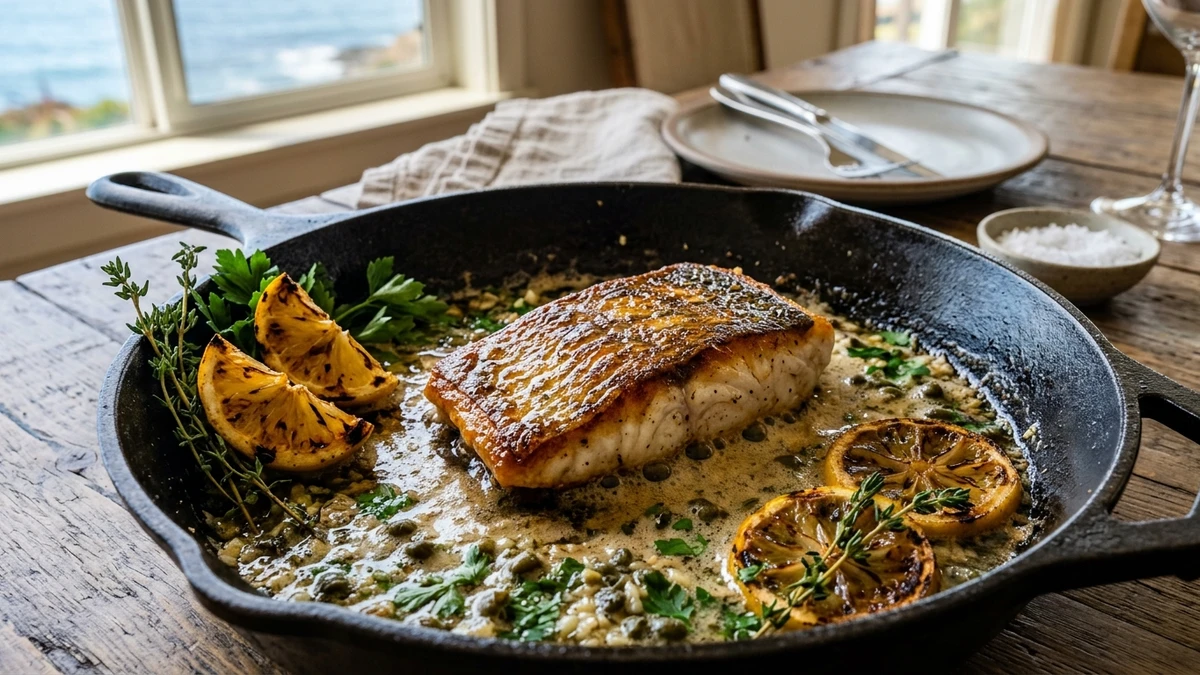 Crispy Pan-Seared Pacific Rockfish with Lemon Caper Butter Recipe cooked to perfection - Yumaroma