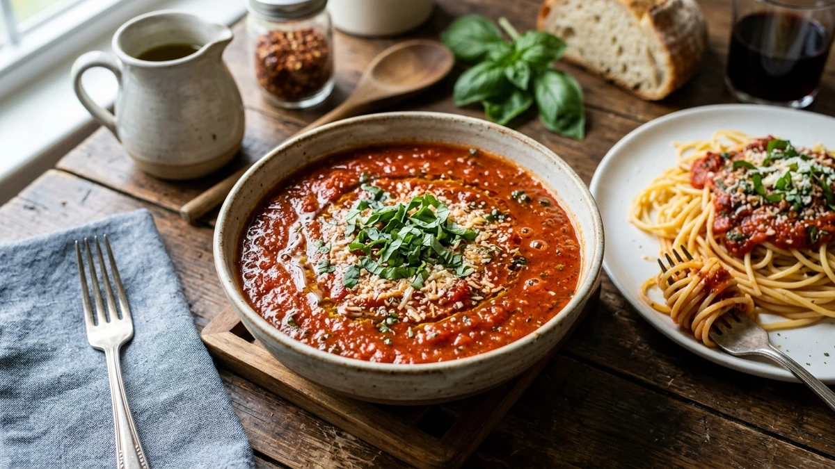 20-Minute Italian Crushed Tomato Marinara Sauce Recipe cooked to perfection - Yumaroma