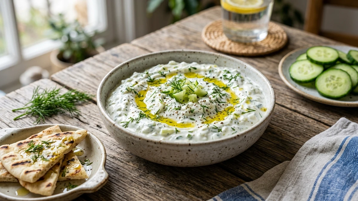 Authentic Greek Tzatziki Cucumber Garlic Dip Recipe cooked to perfection - Yumaroma