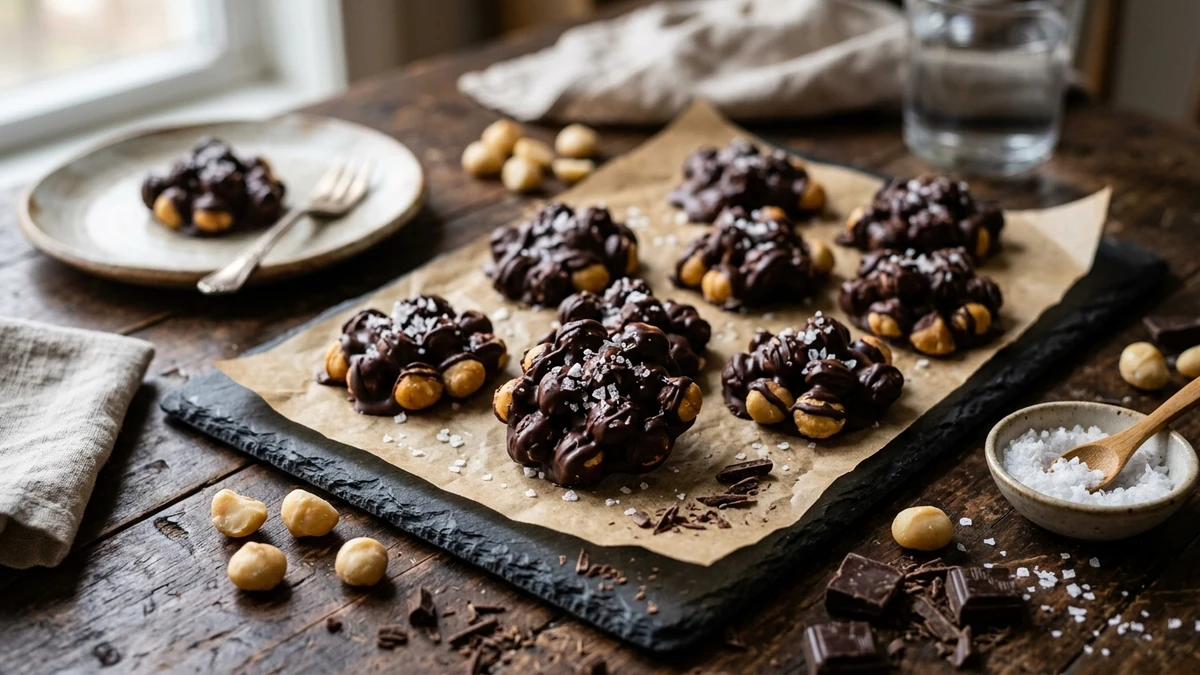 Dark Chocolate Macadamia Clusters - YumaRoma Recipe