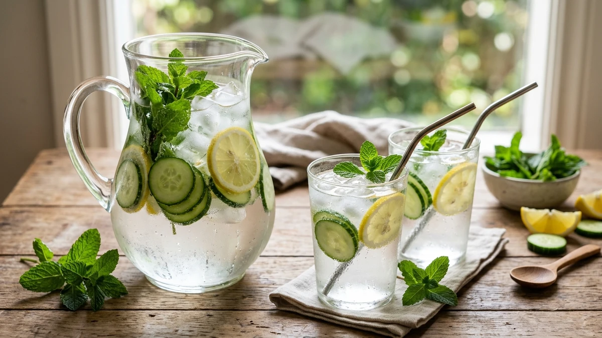 Refreshing Cucumber Lemon Mint Detox Infused Water Recipe cooked to perfection - Yumaroma