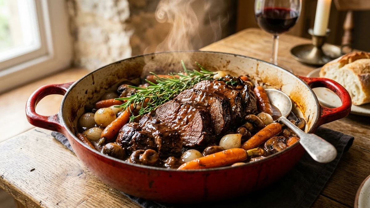 Dutch Oven Braised Beef Mock Tenderloin Roast Recipe cooked to perfection - Yumaroma