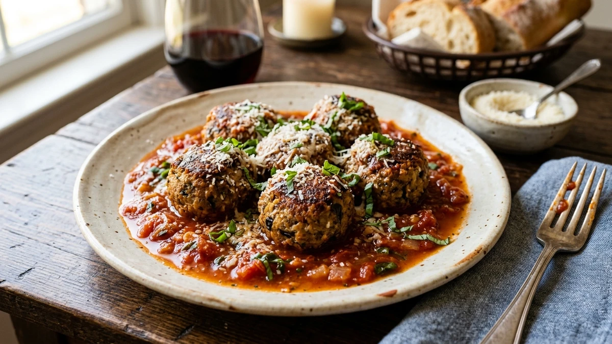 Quick 10-Minute Microwave Eggplant Polpette (Italian Eggplant Meatballs) cooked to perfection - Yumaroma