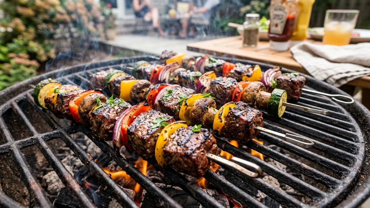 Flame-Grilled Marinated Beef Sirloin & Vegetable Kebabs Recipe cooked to perfection - Yumaroma