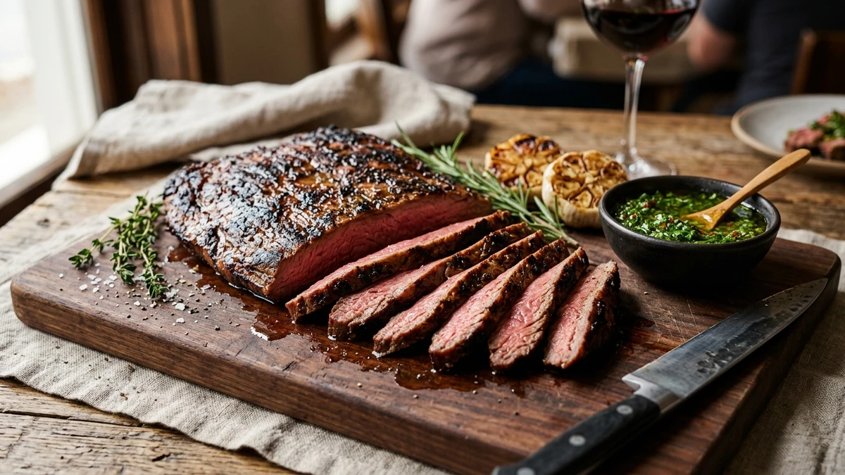 Juicy Marinated Oven-Broiled Flank Steak Recipe cooked to perfection - Yumaroma