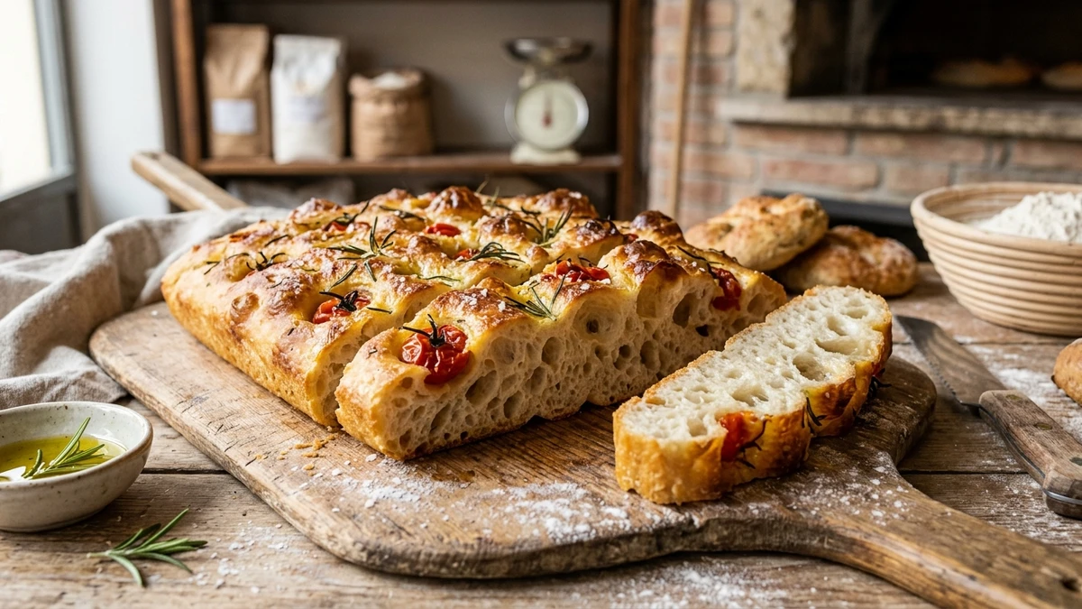 Sourdough Focaccia Bread Recipe cooked to perfection - Yumaroma